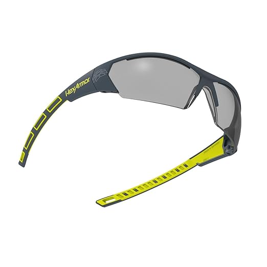 HexArmor MX250 Grey 23% tinted safety glasses for men and women | Anti-fog | Scratch resistant wrap around lenses | Adjustable side arms | Certified ANSI Z87 | 100% UV protected eyewear
