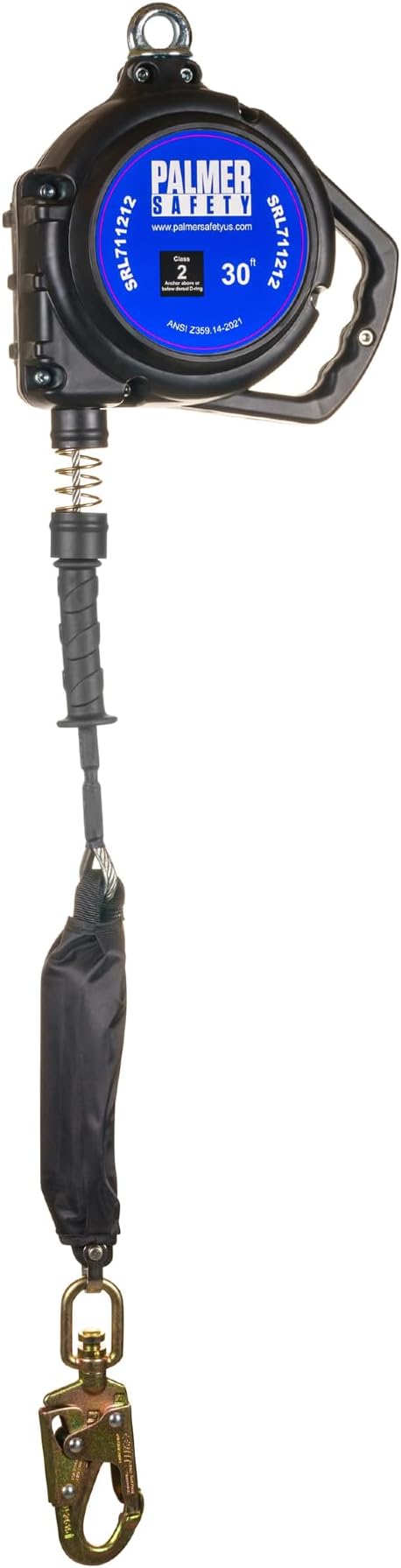 Palmer Safety SRL 30 FT. Leading Edge Self Retracting Lifeline I ANSI Z359.14-2021 Class 2 I SRL Device Swivel Top Galvanized Cable w/Small Steel Snap Hook I Fall Arrest Safety Yoyo
