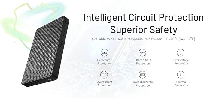 Nitecore Pocket 10000 Power Bank, 10000mAh Dual USB-C Ports for Phones, Flashlights, and Headlamps with Built-in USB-C Cable