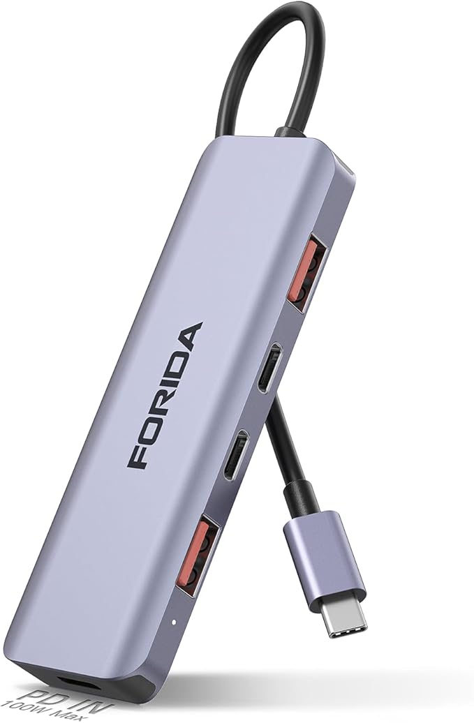 USB C Hub 10Gbps USB C Multiport Adapter for MacBook ipad Phone with 100W PD Charging, USB c Splitter 1 in 4 Out 10Gbps Data Ports Compatible with Surface, XPS, Samsung, Dell and More(Space Gray)