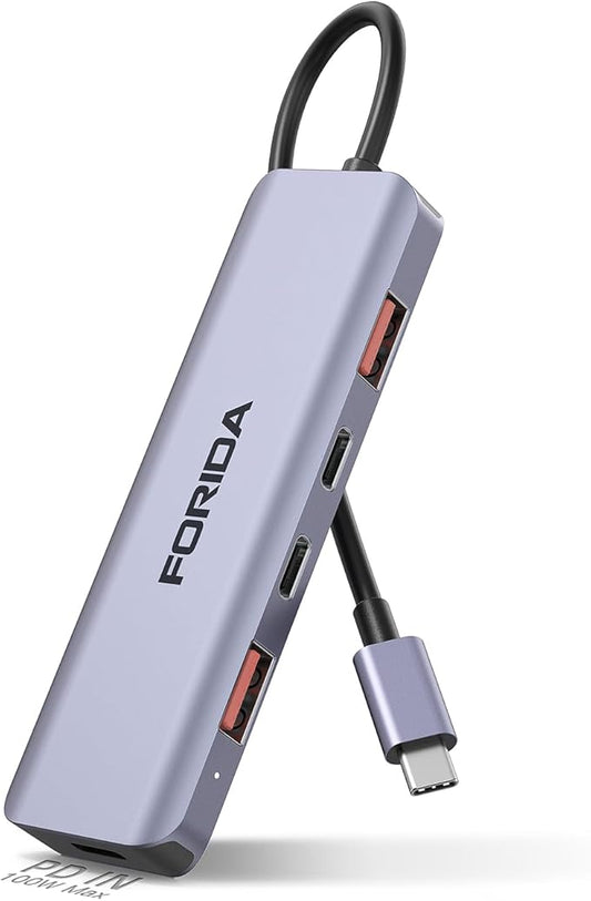 USB C Hub 10Gbps USB C Multiport Adapter for MacBook ipad Phone with 100W PD Charging, USB c Splitter 1 in 4 Out 10Gbps Data Ports Compatible with Surface, XPS, Samsung, Dell and More(Space Gray)