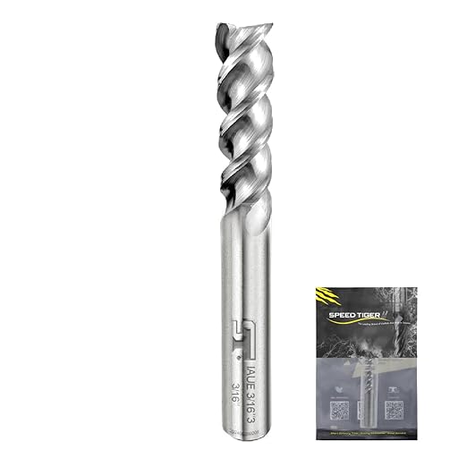 SPEED TIGER Carbide Square End Mill - 3 Flute - IAUE3/16 3 (1 Piece, 3/16") - High Feed U-Type Design - for Roughing and Finishing - for Milling Aluminum Applications – Professional Mill Bits Sets