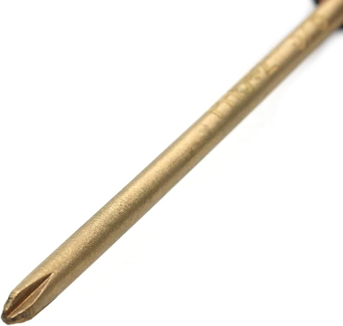 Non-Sparking PH0 Phillips #0 Screwdriver, Beryllium Bronze Copper Non Spark, 2-3/8 Inch (60mm) Working Length, 6inch (150mm) Total Length, Spark Free Safety, non-magnetic and corrosion-resistant