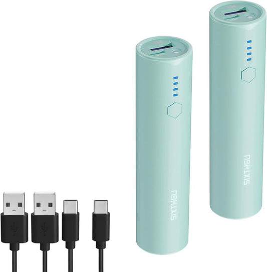 Portable Charger, S03 2-Pack 5000mAh Power Bank Fast Charging, with Flashlight Compatible with iPhone 14/13/12/11 Series and Android Phone, Green and Green
