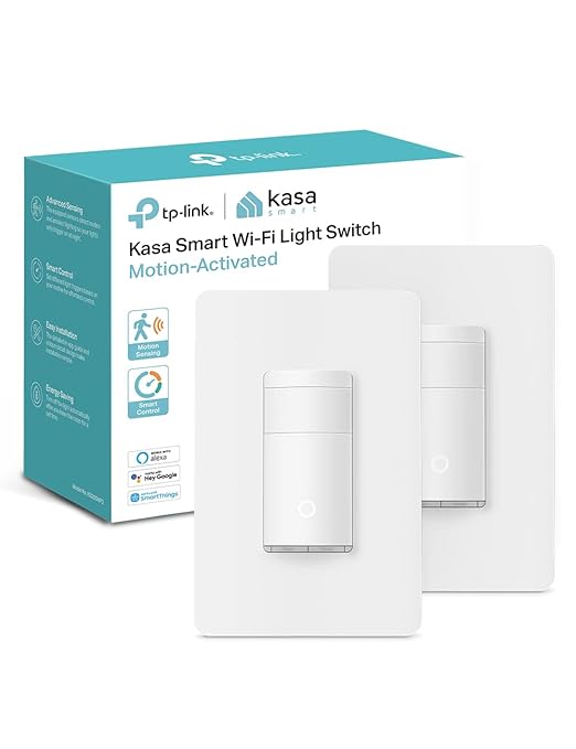 Kasa Smart Motion Sensor Switch, Single Pole, Needs Neutral Wire, 2.4GHz Wi-Fi Light Switch, Works with Alexa & Google Assistant, UL Certified, No Hub Required(KS200MP2),White,2-Pack