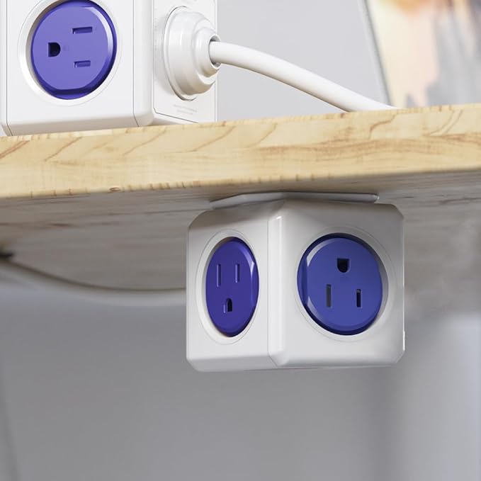 CILIA PowerCube Surge Protector Power Strip, 5 Outlets, 5Ft Extension Cord with Childproof Sockets, Compact for Travel, Home, Office, Dorm, Space-Saving Tangle-Free Design (4300AC Cube)