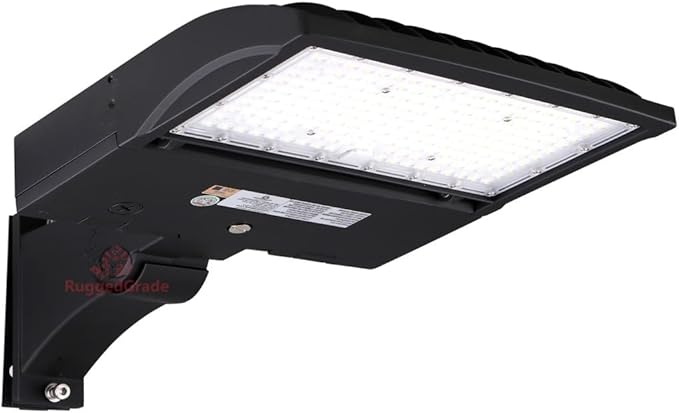 RuggedGrade High Voltage 277-480V - 150 Watt LED NextGen III Parking Lot Lights - 21,000 Lumen - 5000K - Black - ARM Mount - Without photocell