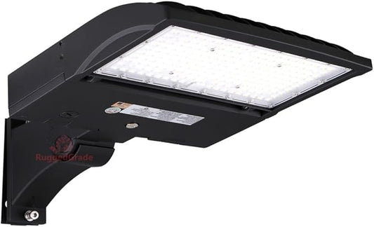 RuggedGrade High Voltage 277-480V - 150 Watt LED NextGen III Parking Lot Lights - 21,000 Lumen - 5000K - Black - ARM Mount - Without photocell