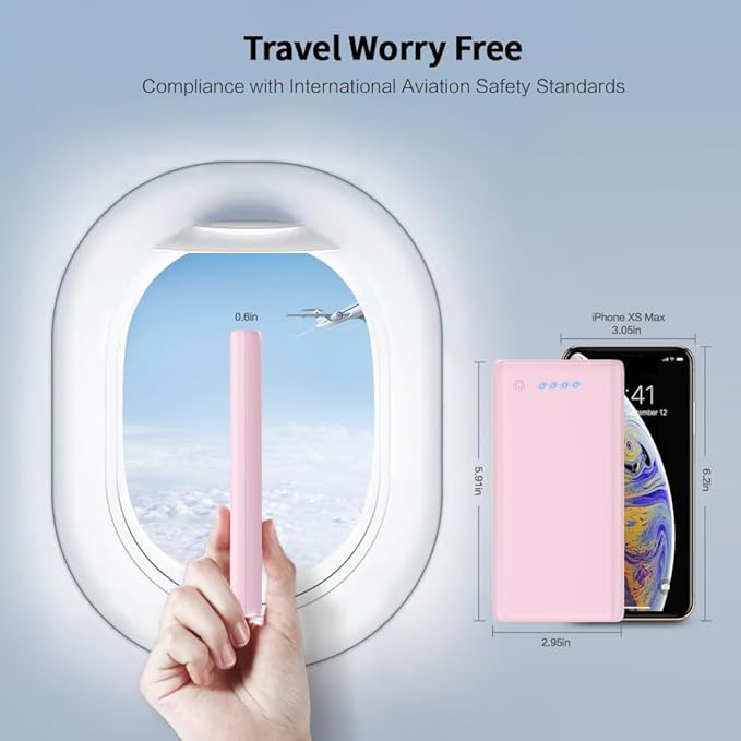 Portable Charger Power Bank 26800mah,Ultra-High Capacity Safer External Cell Phone Battery Pack,2 USB Output High Speed Charging Power bank Compatible with iPhone 16/15/14/13/12 Samsung Android-Pink