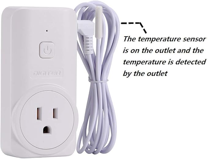 DIGITEN Wireless Temperature Controller Plug-in Thermostat Remote Control Reptile Thermostat Outlet with Temperature Sensor Wireless Thermostat for Home White