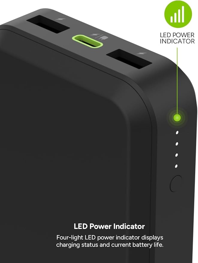 Mophie powerstation prime20 - Ultra-Compact Portable Power Bank with 20,000mAh Internal Battery, 18W USB-C PD Fast Charging, 3-Device Simultaneous Charging, Passports