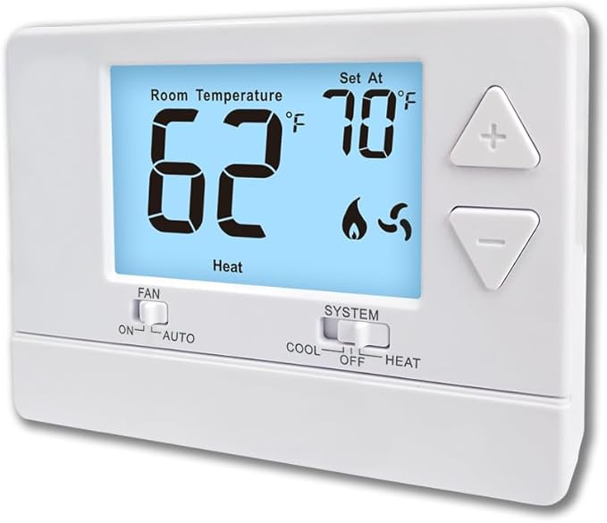 NonProgrammable Thermostat for Home, Digital Energy-Saving Thermostat,Single-Stage Systems, 1 Heat/1 Cool, Easy DIY Install,White Backlight