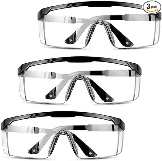 mozeeda 3 Pack Safety Glasses, Anti-fog Eye Protective Glasses Scratch Resistant Clear Wraparound Lenses Safety Goggles and No-Slip Grips, Adjustable Temples Lab Goggles