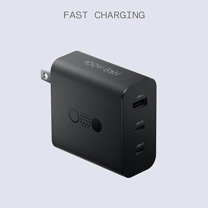 CMF USB-C Power Charger, 100W GaN Fast Charger, 3 Port Wall Charger for Nothing Phones MacBook Air and MacBook Pro-Dark Grey