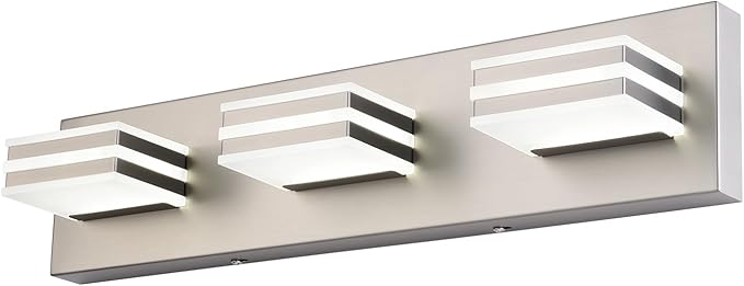 Brushed Nickel Vanity Lights for Bathroom Light Fixtures (3-Light, 20-Inch) Adjust 3 Colors Modern Bath Lighing Fixture Over Mirror LED Vanity Lighting