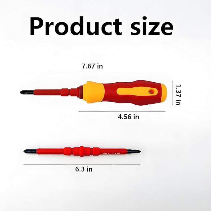 Insulated Screwdriver Set for Electricians – Ergonomic Handle, Magnetized Tips, Durable for Electrical Work, Receptacle & Outlet Screwdriver, Multi-Tool (8 in1)