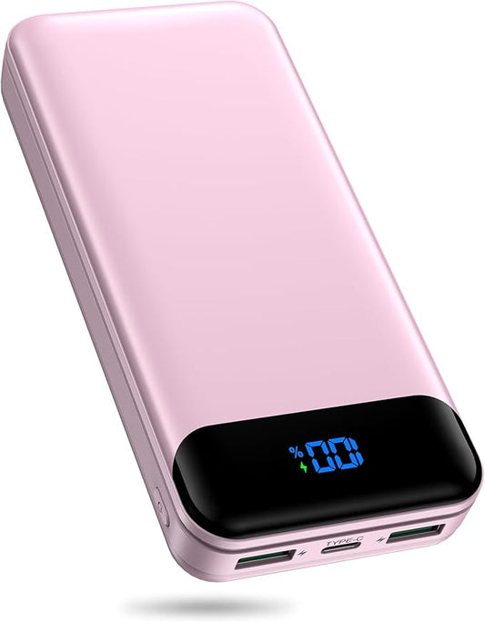 Portable Charger Power Bank 40000mAh Powerbank PD 30W and QC 4.0 Fast Charging External Battery Pack with USB-C LED 3 Outputs & 2 Inputs Portable Charging for iPhone 15 14 13 (Pink)