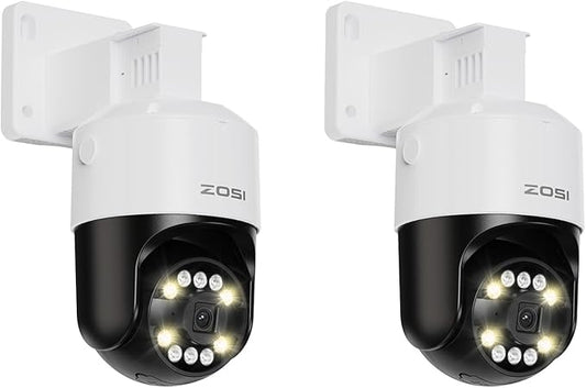 ZOSI 2 x C296 5MP 3K PoE PT Add-on Camera Outdoor with AI Face Human Vehicle Detection, Siren Alarm, Starlight Night Vision, Auto Track, 2-Way Talk, SD Card Storage, Only Compatible PoE NVR