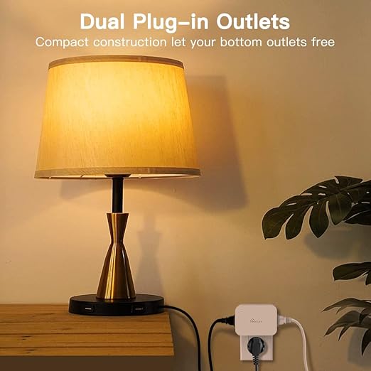 Alexa Smart Dimmer Plug, Treatlife Plug-in Lamp Dimmer Switch for Dimmable LED, CFL, Halogen and Incandescent Bulbs, Lamps, String Lights, Max Power 300W, Dual Outlets, 2.4GHz WiFi Only