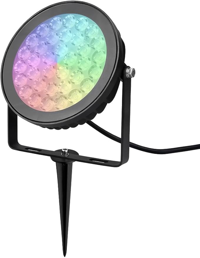LGIDTECH FUTC03 RGB+CCT Outdoor 15W LED Landscape Garden Spotlight AC 100-240V,Color Changing,CCT Color Temperature Adjustable,Memory Function.No Plug