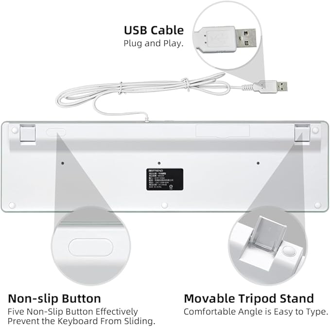 Wired USB Keyboard, Comfortable Quiet Chocolate Keys, Durable Ultra-Slim Wired Computer Keyboard(QWERTY) for PC, Windows 11/10/8/7/XP/Vista KB1430 - Silver
