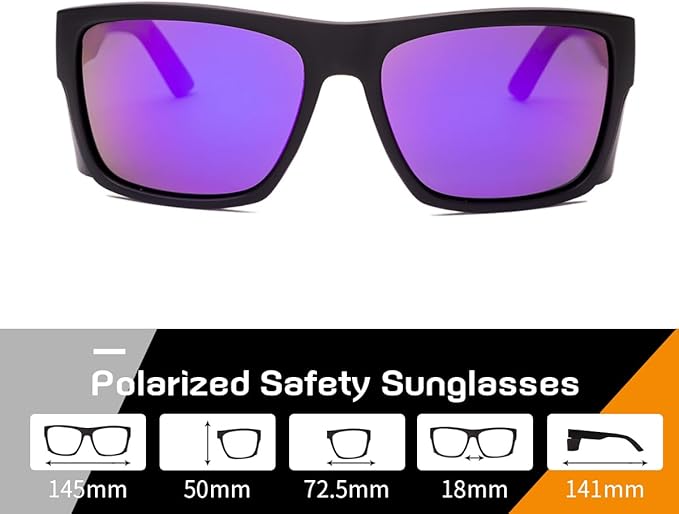 UV400 Polarized Safety Sunglasses – ANSI Z87.1 Certified, 100% UV Protection, Anti-Glare, Impact Resistant