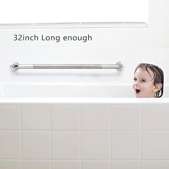 Shower Grab Bar, 2 Pack 32 Inch Bathroom Grab Bar, 304 Stainless Steel 1.25" Diameter Anti-Slip Handicap Grab Bar Support Shower Rail Senior Handrail Shower Safety Bar Handle