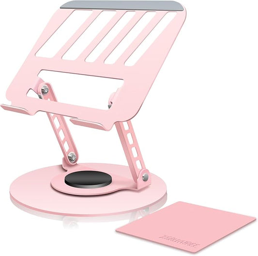 360° Rotating Adjustable Laptop Stand Perfect for Work, Painting,Office,Travel,Home,Fits MacBook & Laptops up to 13-15",Dual Rotary Shaft,Folding Design-Pink(Free Mouse pad)