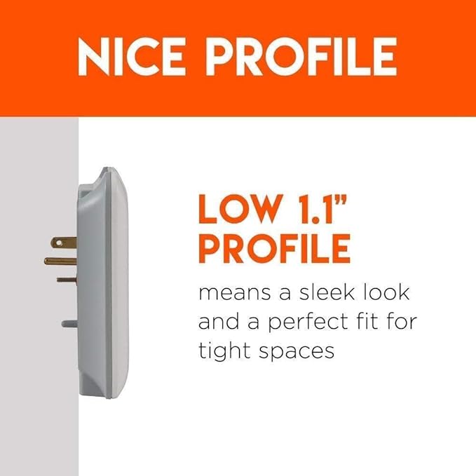 ECHOGEAR Outlet Extender Multiplug 2 Pack with 3 AC Outlets & 2 USB Ports – Low Profile Design Sits Just 1.1" from Wall - Protects Your Gear with 540 Joules of Surge Protection