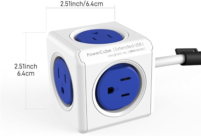 CILIA PowerCube Surge Protector Power Strip, 5 Outlets, 5Ft Extension Cord with Childproof Sockets, Compact for Travel, Home, Office, Dorm, Space-Saving Tangle-Free Design (4300AC Cube)