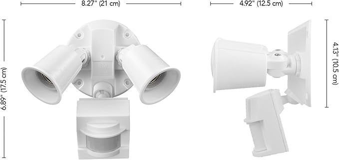 GLOBE Electric 17000270 110-Degree 240 W Twin Head Gray Hardwired Motion Sensor Security Flood Light, Spotlight, Outdoor, Outside House Lights