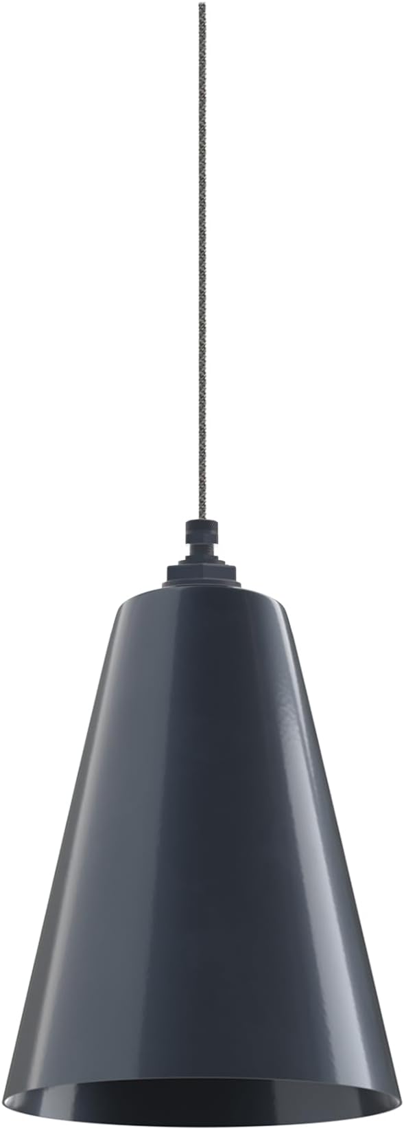 Steel Lighting Co. Laurel Pendant Light | Ceiling Mounted | 8.5 inch Cone Shade | Modern Contemporary Farmhouse Style Made in America | Gray Tweed Cloth Cord | Gray Blue Exterior/Gray Blue Interior