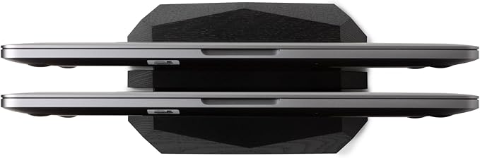 Oakywood Vertical Laptop Stand Wood - Adjustable Dual Slot Dock for Desk, Compatible with All MacBook Pro, MacBook Air, iPad, Handmade Black Stained Oak, Computer Stand, Holder for 2 Devices