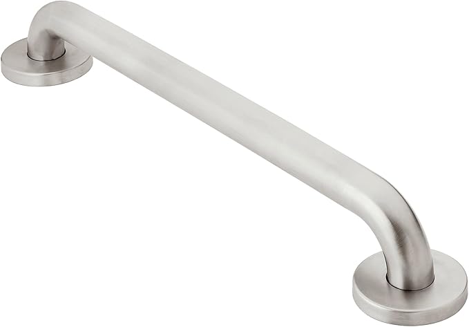 Moen Home Care Bathroom Safety 18 Inch Stainless Steel Handicap Grab Bar for Bathtub and Shower, Slip Resistant Peened Texture, Elderly Assistance Product with Concealed Screws, R8718P