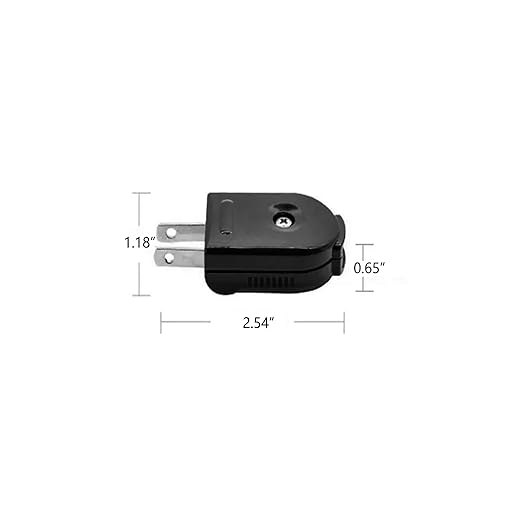 5-Pack 2-Prong 125V 15A Male Plug Replacement, Rotatable, Black, NEMA, Type A, Plug-In, 2 Poles, 2 Wires, Electrical