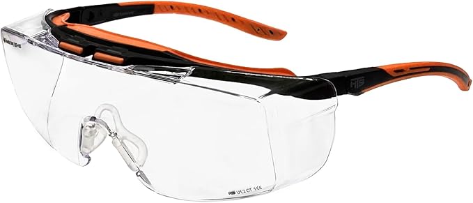 HUNTERSKY ANSI Z87 Anti Fog Lab Safety Glasses Fit Over Eyeglasses Up to 1.88 inch 100% UV Protective Goggles