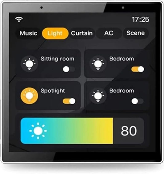 Smart Home Control Panel,Dimmer and Background Music Player, 4 Inch Switch Panel In-Wall Touchscreen Control for Various Tuya Smart Appliances,Black
