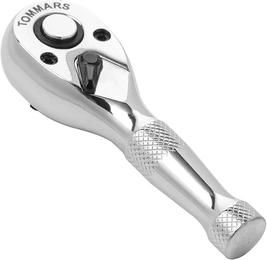TOMMARS 3/8-Inch Drive Stubby Ratchet Mini Ratchet Quick-Release Head 72-Tooth