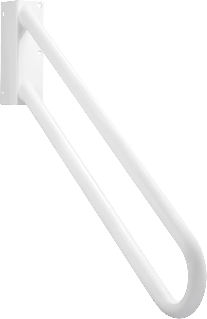 Hold Tight Handrails Steel Jamb-Mount Handrail - Heavy Duty Stair Railing for Decks, Porch, Mobile Homes, Short Stairway - Weatherproof & Non-Slip Powder Coated Finish - [Right Handed], [32"], [white]