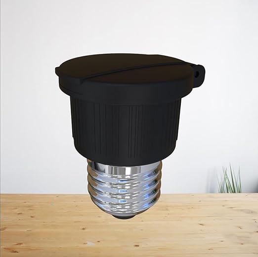 E26/E27 Waterproof Light Bulb to Socket Adapter, 3 Prong Light Socket to Plug Adapter, Flip Top Polarized Light Bulb Outlet Socket Adapter, Plug-in Light Socket Converter 2 Pack Black