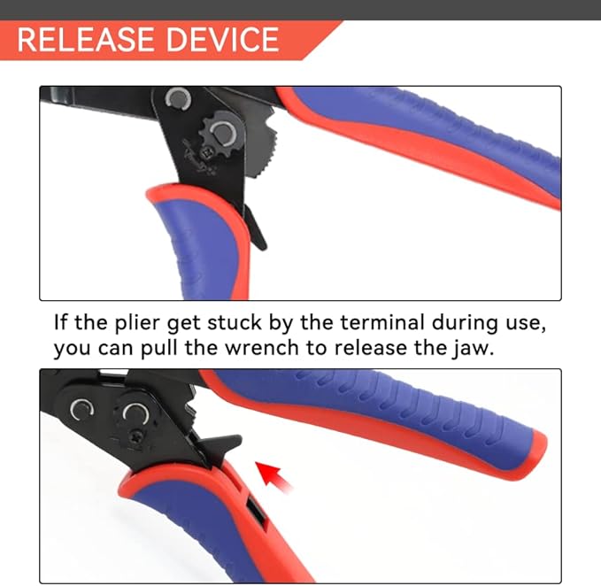 HKS Crimping Tool For Non-Insulated Open Barrel Terminals & Receptacles - Ratcheting Wire Crimpers - AWG 20-10 (0.5-6mm²) U-Shaped- Ratchet Terminal Crimper - Electrical Crimping Tool