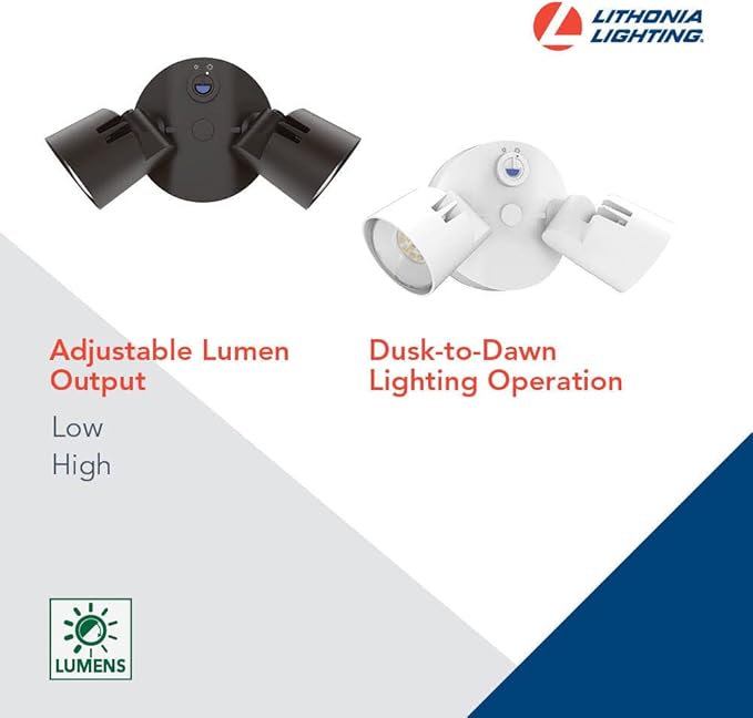 Lithonia Lighting HGX LED 2RH ALO 40K 120 PE DDB M2 HomeGuard Security Flood Lights 1750-2750 Lumens, 2-Light, Photocell Sensor, Dark Bronze (HGX LED 2RH ALO 40K 120 PE DDB M2)