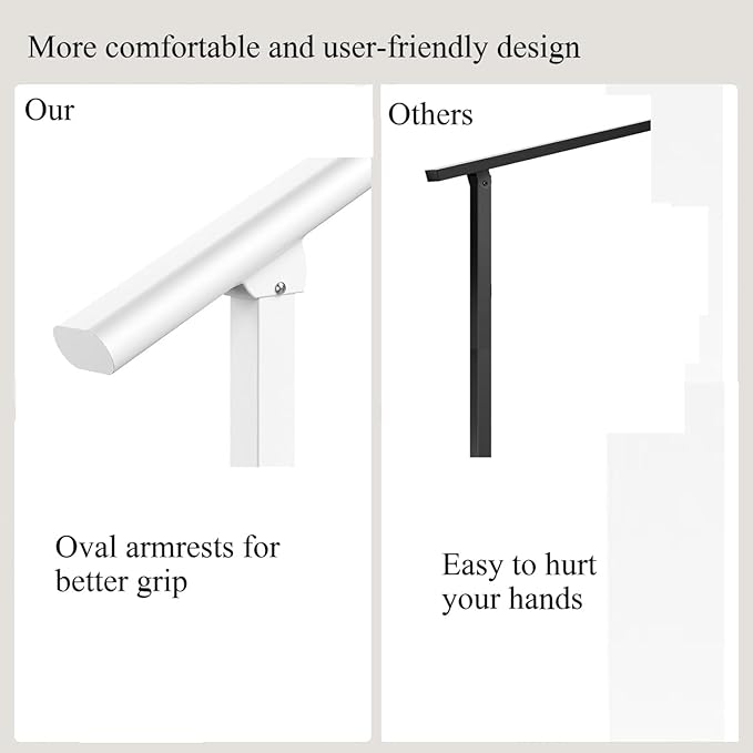 Handrails for Outdoor Steps,1-4 Step Stair Handrail & Indoor Stair Railing Kit，Black Railings for Outdoor Steps and Hand Rails for Seniors for Porch（4 Step）