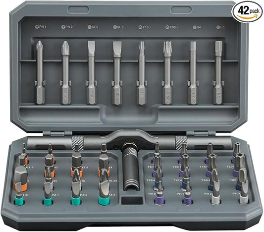 42 in 1 Magnetic Screwdriver Set, DIY Ratchet Screwdriver Set, Multi Bit Magnetic Drive Set with Detachable Ratchet Handle, Portable Compact Repair Tool Kit