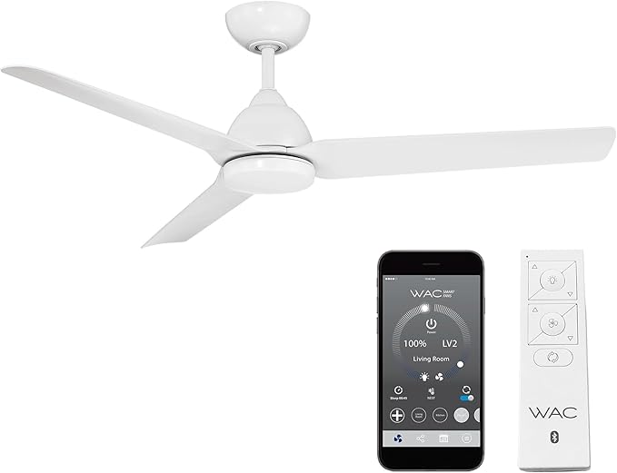 Mocha Indoor/Outdoor 3-Blade Smart Compatible Ceiling Fan 54in Matte White with Remote Control and Wall Cradle. Works with iOS/Android, Alexa, Google Assistant, Samsung SmartThings, and Ecobee.