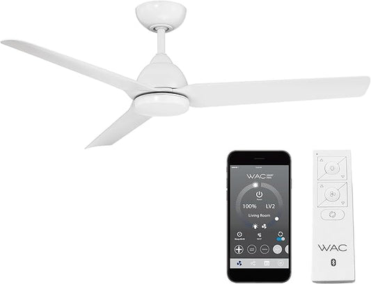 Mocha Indoor/Outdoor 3-Blade Smart Compatible Ceiling Fan 54in Matte White with Remote Control and Wall Cradle. Works with iOS/Android, Alexa, Google Assistant, Samsung SmartThings, and Ecobee.