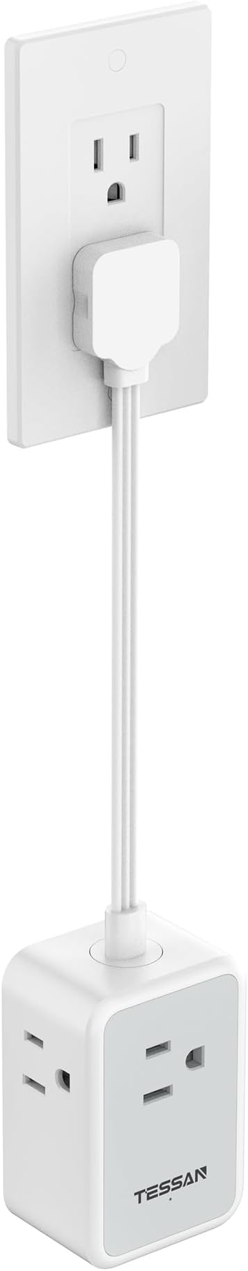 Short Power Strip 9 inch, TESSAN Flat Plug Small Extension Cord with 3 Outlet Extender 3 USB (1 USB-C) Ports, Desk Power Strip for Cruise Travel Office School Dorm Room Essentials