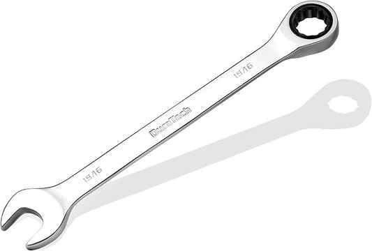 DURATECH 15/16" Ratcheting Combination Wrench, SAE, 72-Tooth, 12-Point, CR-V Constructed with Mirror Polish