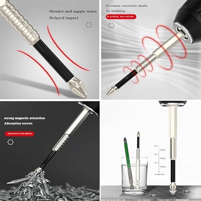 HUHAO 9Pcs High Magnetic Screwdriver Drill Bit Set, K5 Impact-Resistant and Nonslip Bit, Anti Slip Screwdriver Bits for Dry Wall, Sheetrock, Electric Drills - High Magnetic Strength & High Hardnes