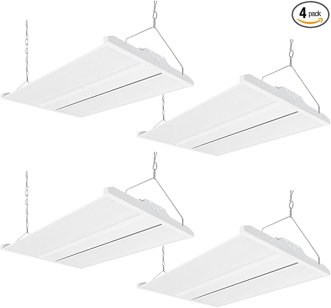 2FT LED Linear High Bay Shop Light, 210W High Bay Work Light Fixture, 28350LM, 120-277V, 5000K Daylight Linear Hanging Lighting for Garage, Warehouse and More, UL&DLC Listed - 4PK